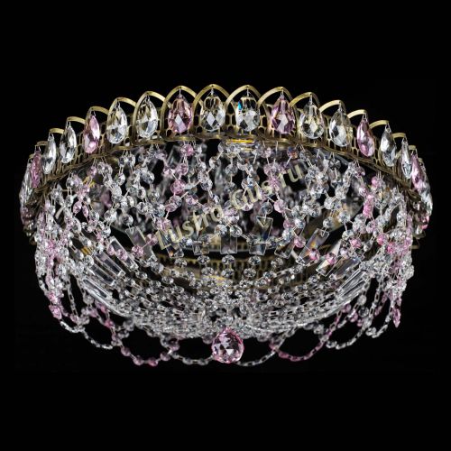 Люстра Хрустальный Каскад Ажур под бронзу Розовая в Самаре Гусь Хрустальный