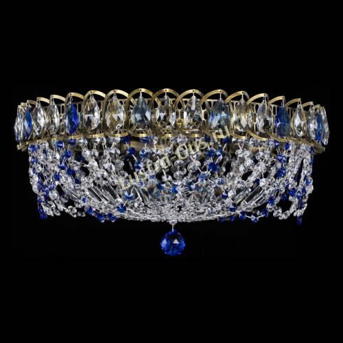 Люстра Хрустальный Каскад Ажур под бронзу Синяя в Самаре Гусь Хрустальный