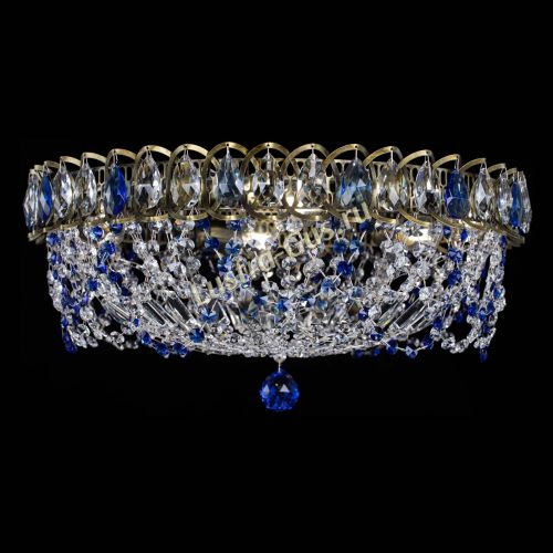 Люстра Хрустальный Каскад Ажур под бронзу Синяя в Самаре Гусь Хрустальный