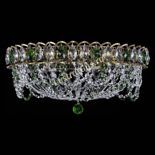 Люстра Хрустальный Каскад Ажур под бронзу Зеленая в Самаре Гусь Хрустальный