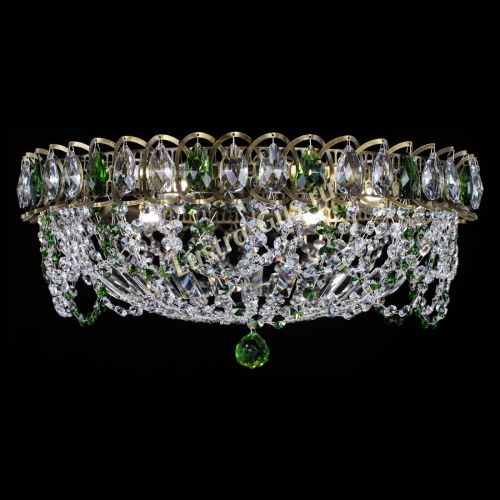 Люстра Хрустальный Каскад Ажур под бронзу Зеленая в Самаре Гусь Хрустальный