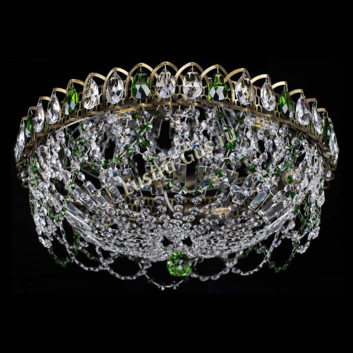 Люстра Хрустальный Каскад Ажур под бронзу Зеленая в Самаре Гусь Хрустальный