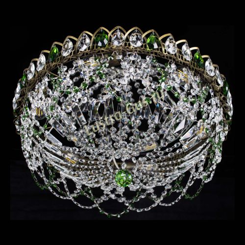 Люстра Хрустальный Каскад Ажур под бронзу Зеленая в Самаре Гусь Хрустальный