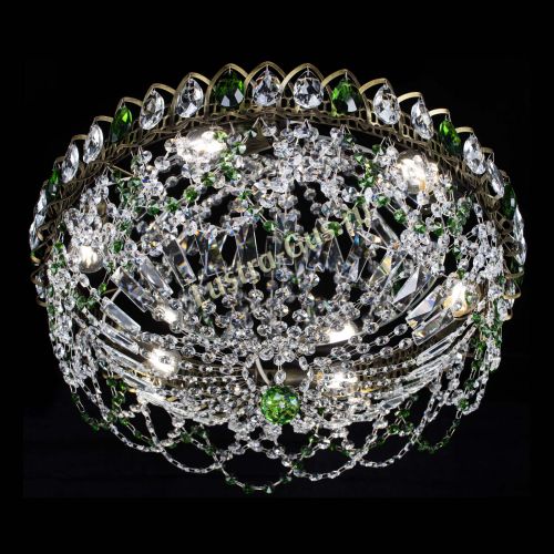 Люстра Хрустальный Каскад Ажур под бронзу Зеленая в Самаре Гусь Хрустальный