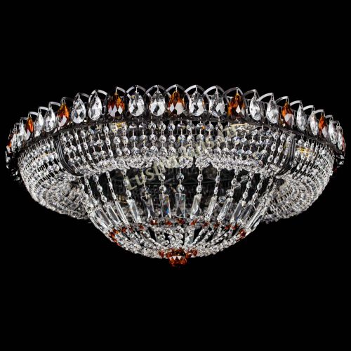 Люстра Кольцо Классика №8 Черная с чайными подвесками в Самаре Гусь Хрустальный