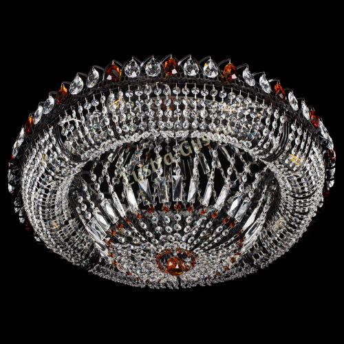 Люстра Кольцо Классика №8 Черная с чайными подвесками в Самаре Гусь Хрустальный