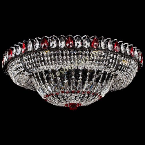 Люстра Кольцо Классика №8 Черная с красными подвесками в Самаре Гусь Хрустальный