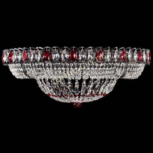 Люстра Кольцо Классика №8 Черная с красными подвесками в Самаре Гусь Хрустальный