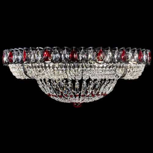 Люстра Кольцо Классика №8 Черная с красными подвесками в Самаре Гусь Хрустальный