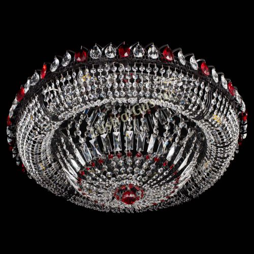 Люстра Кольцо Классика №8 Черная с красными подвесками в Самаре Гусь Хрустальный