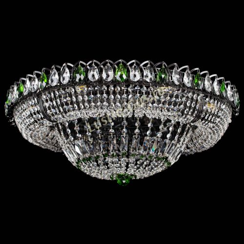 Люстра Кольцо Классика №8 Черная с зелеными подвесками в Самаре Гусь Хрустальный