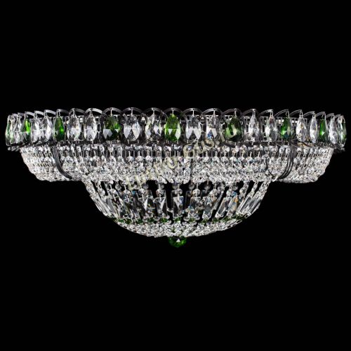 Люстра Кольцо Классика №8 Черная с зелеными подвесками в Самаре Гусь Хрустальный