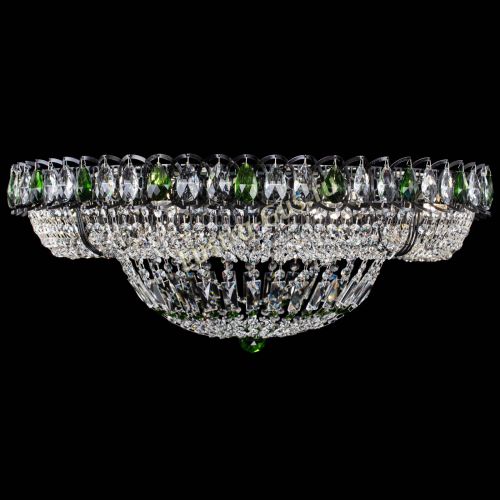 Люстра Кольцо Классика №8 Черная с зелеными подвесками в Самаре Гусь Хрустальный