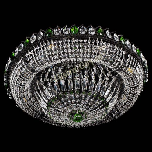 Люстра Кольцо Классика №8 Черная с зелеными подвесками в Самаре Гусь Хрустальный