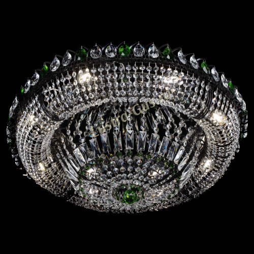 Люстра Кольцо Классика №8 Черная с зелеными подвесками в Самаре Гусь Хрустальный