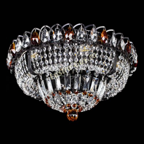 Люстра Кольцо Классика Черная с чайными подвесками в Самаре Гусь Хрустальный