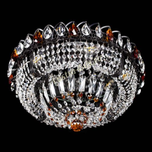 Люстра Кольцо Классика Черная с чайными подвесками в Самаре Гусь Хрустальный