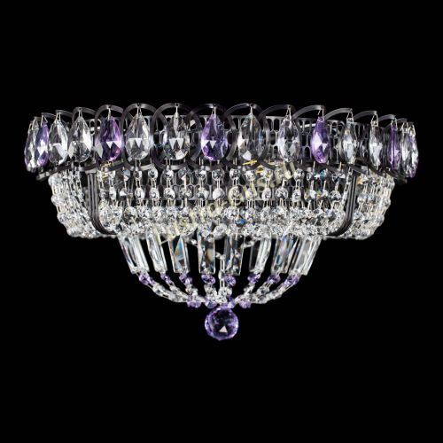 Люстра Кольцо Классика Черная с фиолетовыми подвесками в Самаре Гусь Хрустальный