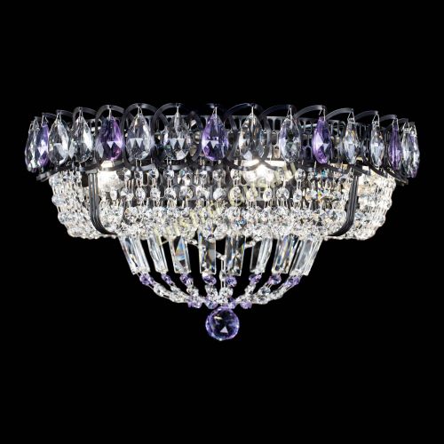 Люстра Кольцо Классика Черная с фиолетовыми подвесками в Самаре Гусь Хрустальный