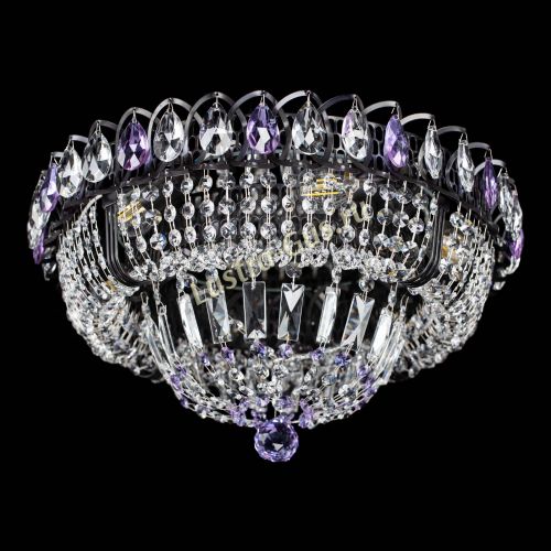 Люстра Кольцо Классика Черная с фиолетовыми подвесками в Самаре Гусь Хрустальный