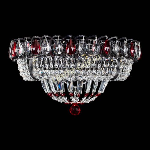 Люстра Кольцо Классика Черная с красными подвесками в Самаре Гусь Хрустальный