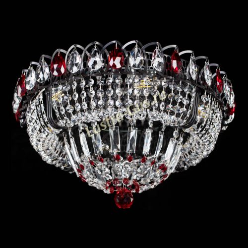 Люстра Кольцо Классика Черная с красными подвесками в Самаре Гусь Хрустальный