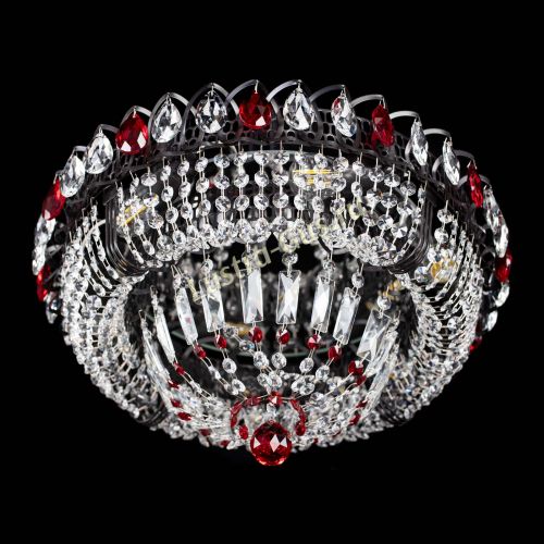 Люстра Кольцо Классика Черная с красными подвесками в Самаре Гусь Хрустальный