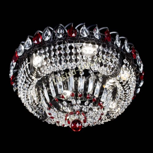 Люстра Кольцо Классика Черная с красными подвесками в Самаре Гусь Хрустальный