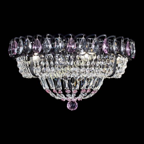 Люстра Кольцо Классика Черная с розовыми подвесками в Самаре Гусь Хрустальный