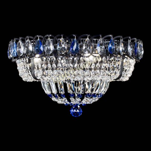 Люстра Кольцо Классика Черная с синими подвесками в Самаре Гусь Хрустальный