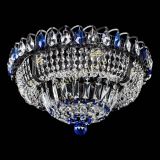 Люстра Кольцо Классика Черная с синими подвесками в Самаре