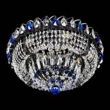 Люстра Кольцо Классика Черная с синими подвесками в Самаре