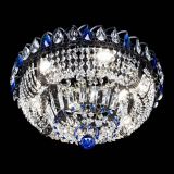 Люстра Кольцо Классика Черная с синими подвесками в Самаре