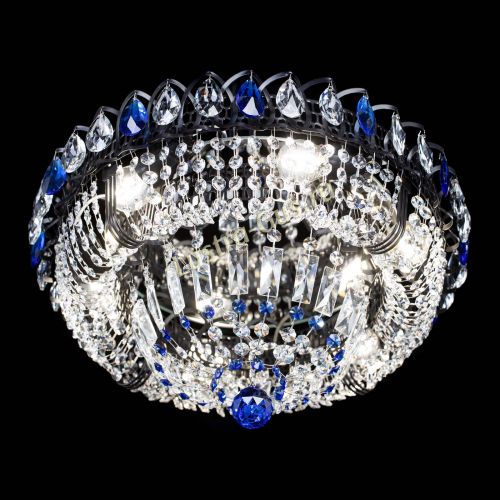 Люстра Кольцо Классика Черная с синими подвесками в Самаре Гусь Хрустальный