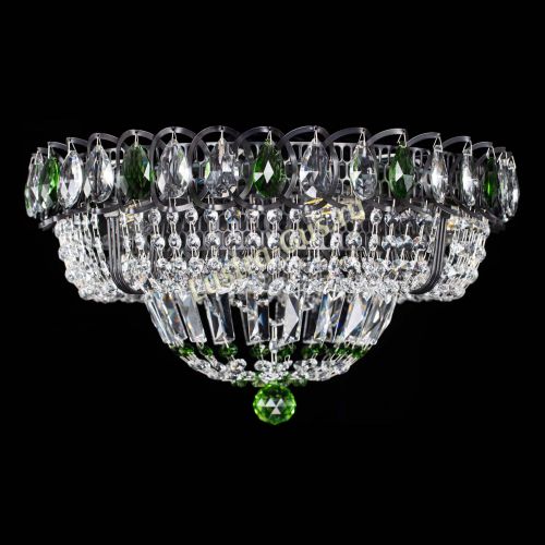 Люстра Кольцо Классика Черная с зелеными подвесками в Самаре Гусь Хрустальный