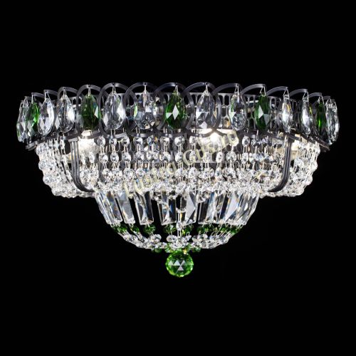 Люстра Кольцо Классика Черная с зелеными подвесками в Самаре Гусь Хрустальный