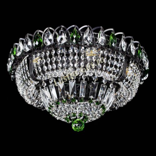 Люстра Кольцо Классика Черная с зелеными подвесками в Самаре Гусь Хрустальный