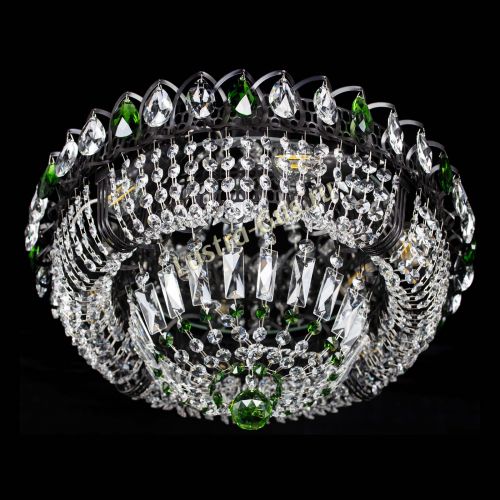 Люстра Кольцо Классика Черная с зелеными подвесками в Самаре Гусь Хрустальный
