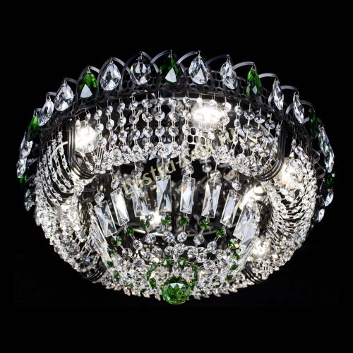 Люстра Кольцо Классика Черная с зелеными подвесками в Самаре Гусь Хрустальный