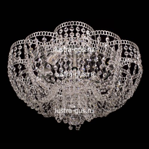Люстра Лотос Пион, диаметр 500 мм, цвет серебро Гусь Хрустальный