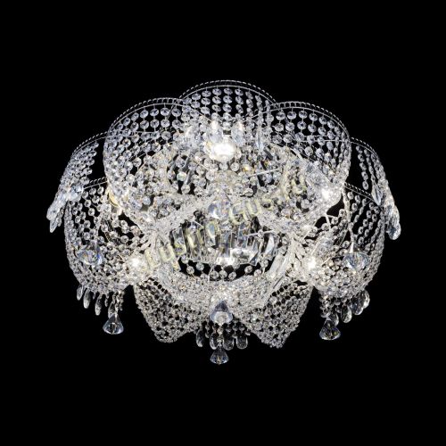 Люстра Лотос Журавлик с конусами, диаметр 700 мм, серебро Гусь Хрустальный