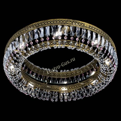 Люстра Венеция Кольцо №8 пластинка под бронзу Розовая в Самаре Гусь Хрустальный