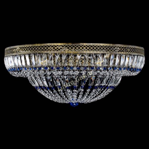 Люстра Венеция Купол пластинка под бронзу Синяя в Самаре Гусь Хрустальный