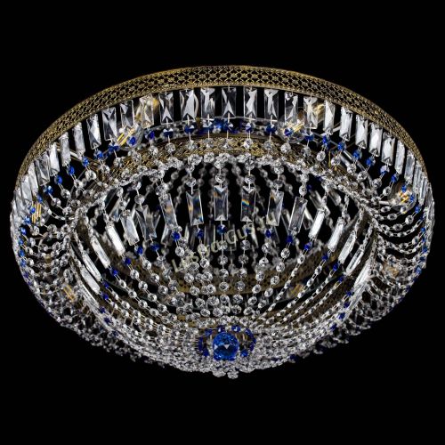 Люстра Венеция Купол пластинка под бронзу Синяя в Самаре Гусь Хрустальный