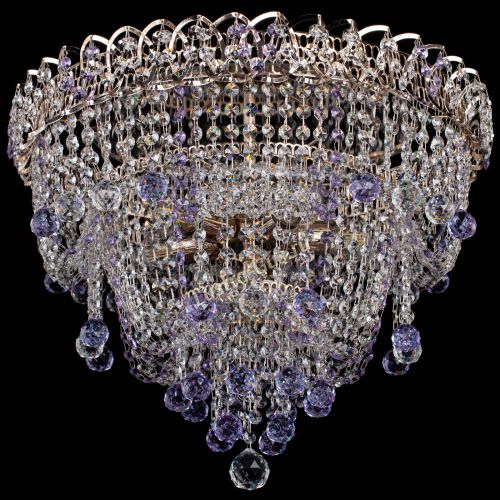 Люстра Водопад Софья фиолетовая в Самаре Гусь Хрустальный