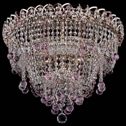 Люстра Водопад Софья розовая в Самаре Гусь Хрустальный