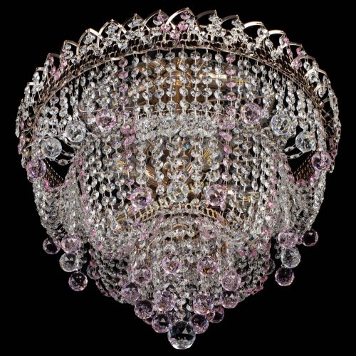 Люстра Водопад Софья розовая в Самаре Гусь Хрустальный