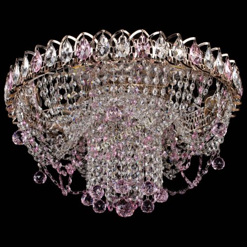 Люстра Водоворот Ольга шар розовая в Самаре Гусь Хрустальный