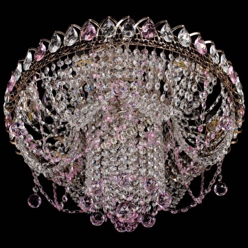 Люстра Водоворот Ольга шар розовая в Самаре Гусь Хрустальный