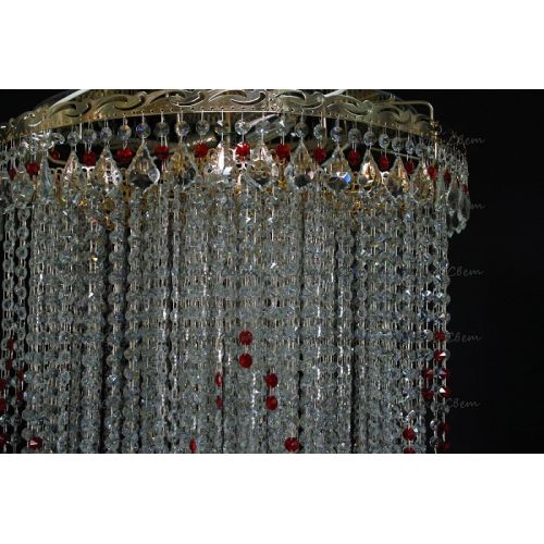 Люстра Вьюга длинная красная в Самаре Гусь Хрустальный